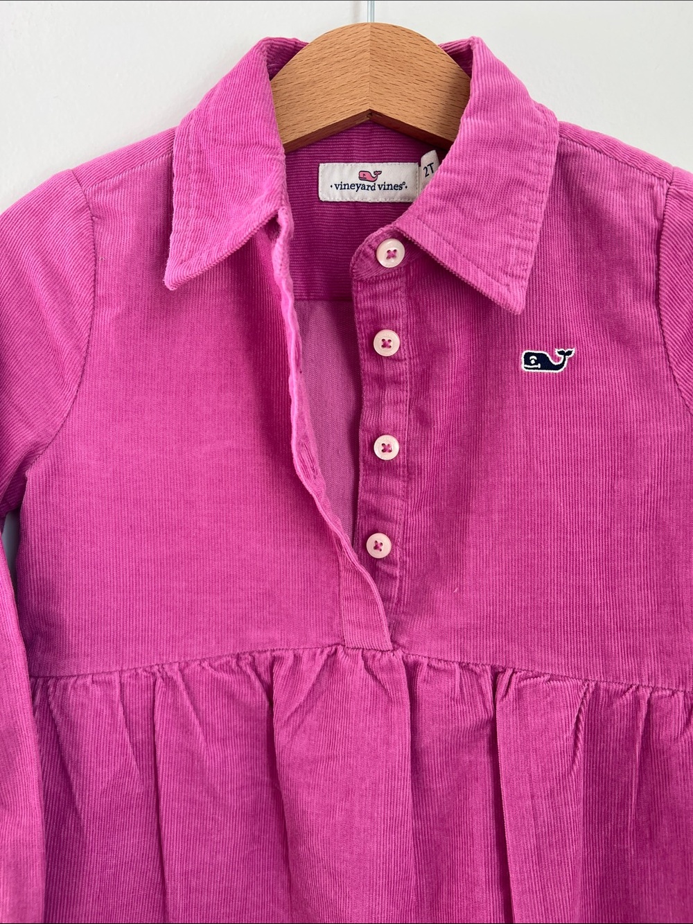 Vineyard Vines | Kids 100% Cotton Berry Pink Corduroy Polo Dress Like New Sz 2T - Picture 9 of 16
